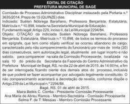 EDITAL DE CITAÇÃO - Prefeitura Municipal de Bagé