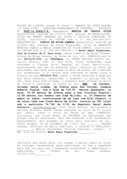 EDITAL DE CITA&Ccedil;&Atilde;O (Prazo 05 Dias)