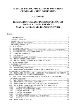 MANUAL PR&Aacute;TICO DE ROTINAS DAS VARAS CRIMINAIS &ndash; RITO