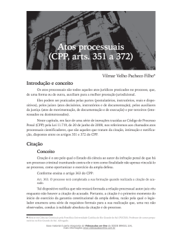 Atos processuais (CPP, arts. 351 a 372)