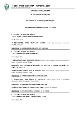 6a COPA KAISER DE CURITIBA – TEMPORADA 2014 COMISSÃO