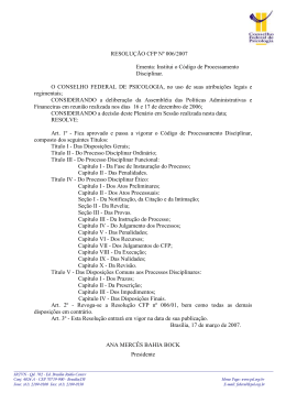 Resolução CFP nº 006/2007 - Conselho Federal de Psicologia