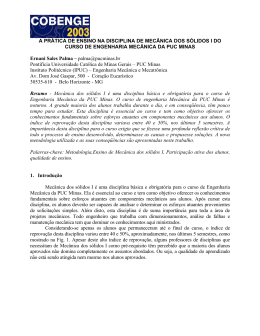A Pr&aacute;tica de Ensino na Disciplina de Mec&acirc;nica dos S&oacute;lidos I do