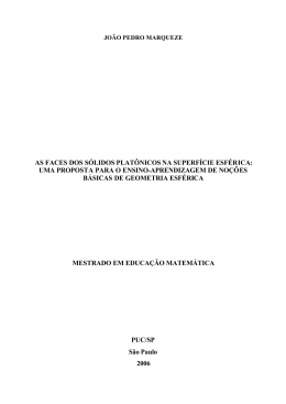 as faces dos s&oacute;lidos plat&ocirc;nicos na superf&iacute;cie esf&eacute;rica
