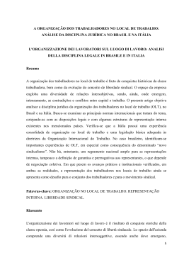 a organiza&ccedil;&atilde;o dos trabalhadores no local de trabalho