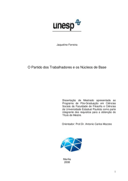 O Partido dos Trabalhadores e os Núcleos de Base