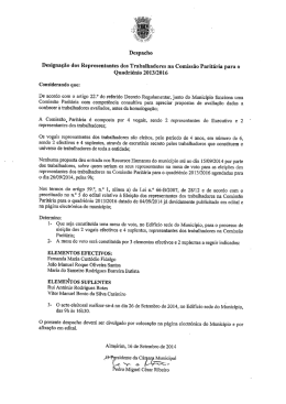 Despacho Designação dos Representantes dos Trabalhadores na