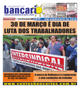 30 de mar&ccedil;o &eacute; dia de luta dos trabalhadores