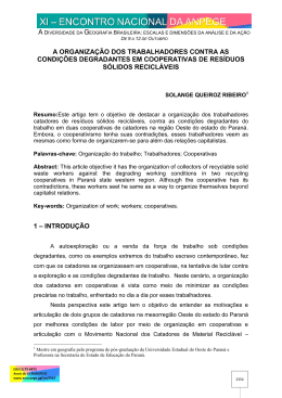 a organiza&ccedil;&atilde;o dos trabalhadores contra as condi&ccedil;&otilde;es degradantes