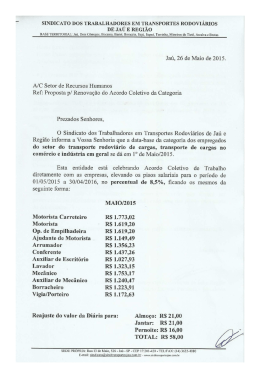 Circular de Reajuste dos Salarios no Transp de Cargas em Geral