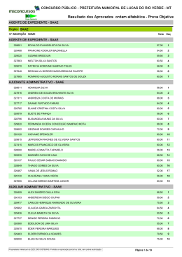 Resultado dos Aprovados ordem alfab&eacute;tica Prova