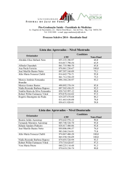 Lista dos Aprovados Mestrado e Doutorado