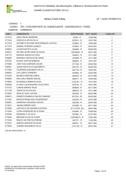 resultado final - Instituto Federal de Educa&ccedil;&atilde;o, Ci&ecirc;ncia e Tecnologia