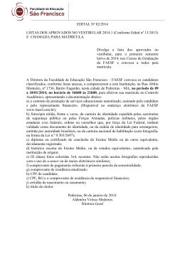 EDITAL N&ordm; 02/2014 LISTAS DOS APROVADOS NO