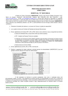 Resultado Vestibular 2015.1