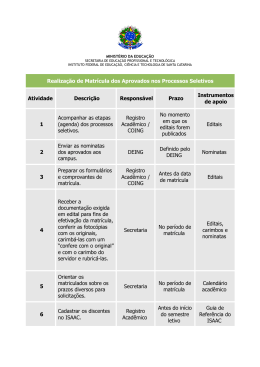 Realização de Matrícula dos Aprovados nos Processos Seletivos