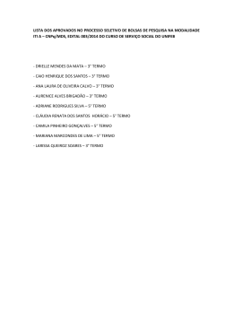 LISTA DOS APROVADOS NO PROCESSO SELETIVO DE