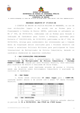Processo Seletivo n&ordm; 07-2015 - Pol&iacute;cia Militar do Maranh&atilde;o.