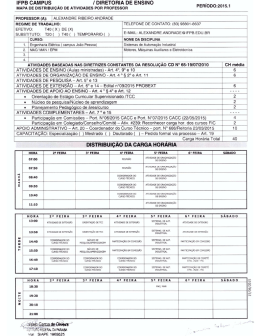 IFPB CAMPUS /DIRETORIA DE ENSINO MAPA DE DISTRIBUIÇÃO