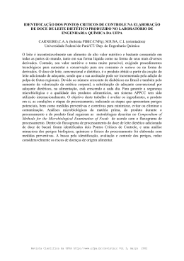 identifica&ccedil;&atilde;o dos pontos criticos de controle na elabora&ccedil;&atilde;o