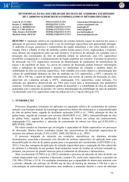 determina&ccedil;&atilde;o da solubilidade do &oacute;leo de andiroba em di&oacute;xido de