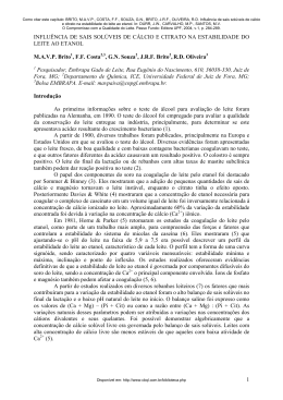 1 INFLU&Ecirc;NCIA DE SAIS SOL&Uacute;VEIS DE C&Aacute;LCIO E