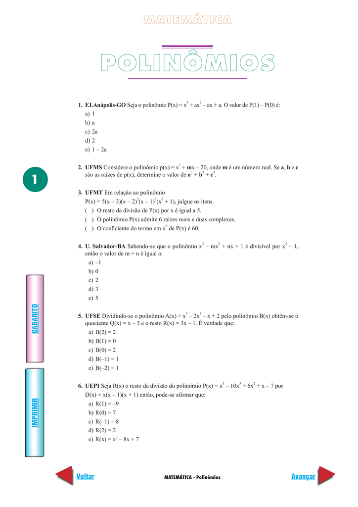 Polinomios E Equacoes