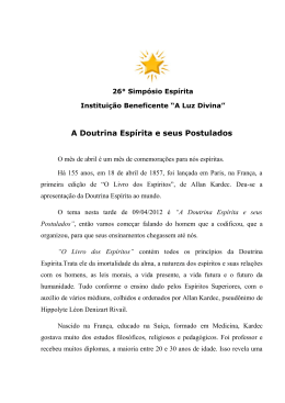 A Doutrina Esp&iacute;rita e seus Postulados