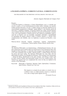 A FILOSOFIA ESP&Iacute;RITA. O DIREITO NATURAL. O DIREITO JUSTO