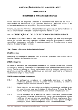 Diretrizes e Orienta&ccedil;&otilde;es Gerais - Associa&ccedil;&atilde;o Esp&iacute;rita C&eacute;lia Xavier