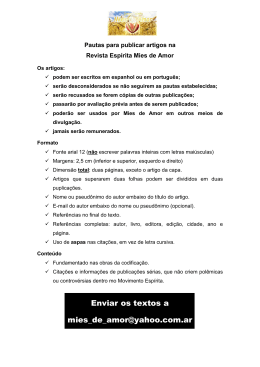 PAUTAS PARA PUBLICAR NA REVISTA ESP&Iacute;RITA MIES DE AMOR