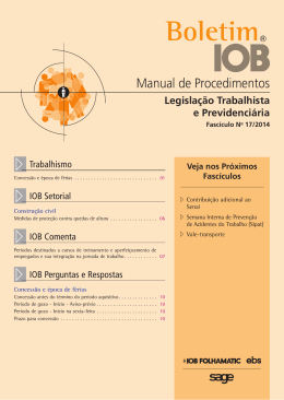IOB - Legisla&ccedil;&atilde;o Trabalhista - n&ordm; 17/2014