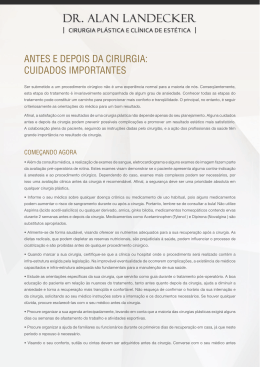 ANTES E DEPOIS DA CIRURGIA: CUIDADOS IMPORTANTES
