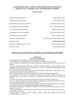 Calendário eleitoral - Universidade do Minho