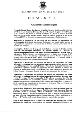 Edital n.º113 - Publicidade das Deliberações na Reunião Pública