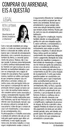 COMPRAR OU ARRENDAR. EIS A QUEST&Atilde;O