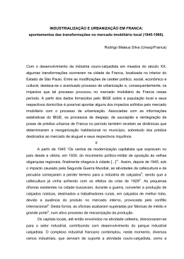 INDUSTRIALIZA&Ccedil;&Atilde;O E URBANIZA&Ccedil;&Atilde;O EM FRANCA: apontamentos das