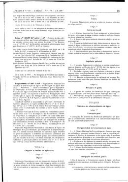 Regulamento Municipal dos Sistemas de Distribuição de Água e