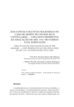 DAS contAS coletiVAS SoliD&aacute;riAS no cASo De morte De um DoS