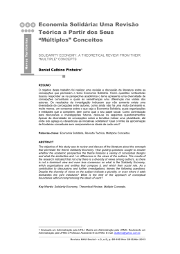 Economia Solid&aacute;ria: Uma Revis&atilde;o Te&oacute;rica a Partir dos Seus