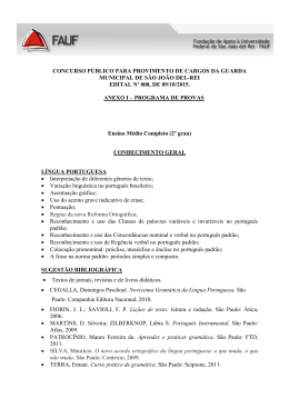 ANEXO I &ndash; PROGRAMA DE PROVAS