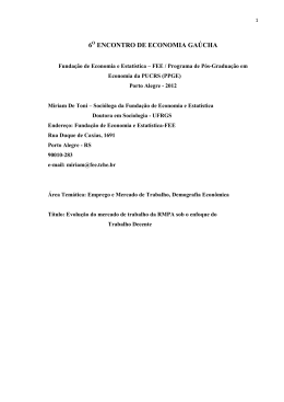 Evolu&ccedil;&atilde;o do mercado de trabalho da RMPA sob o