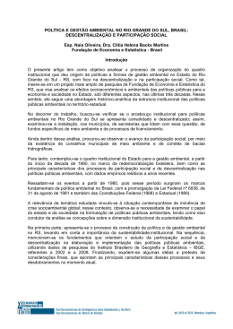 pol&iacute;tica e gest&atilde;o ambiental no rio grande do sul