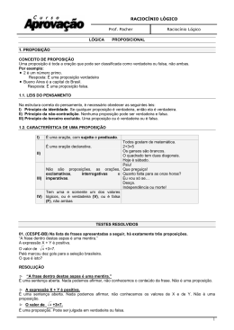 RACIOC&Iacute;NIO L&Oacute;GICO Prof. Pacher Racioc&iacute;nio