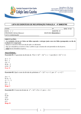 Exerc&iacute;cio 01: O quociente da divis&atilde;o de