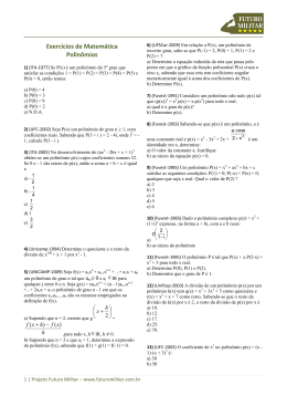Exercícios de Matemática Polinômios