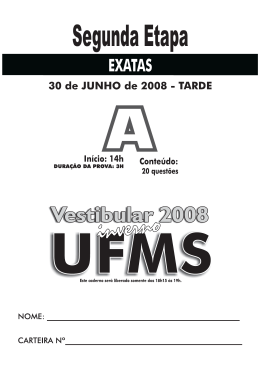 Vestibular de Inverno UFMS 2008