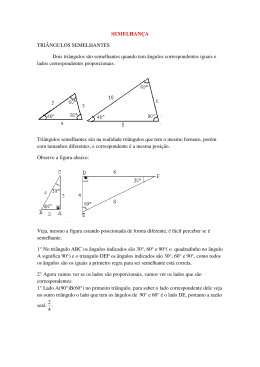 SEMELHANÇA TRIÂNGULOS SEMELHANTES Dois triângulos são