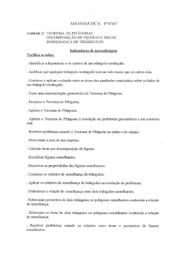 Indicadores de aprendizagem 8&ordm; ano