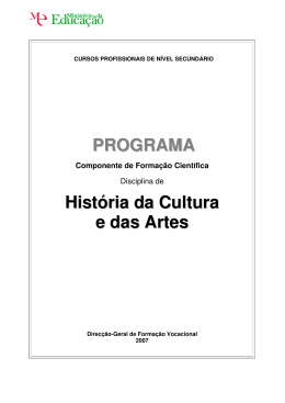 PROGRAMA Hist&oacute;ria da Cultura e das Artes